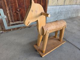 Alt Holz Schaukel Pferd - Kinder Spielzeug Wagen