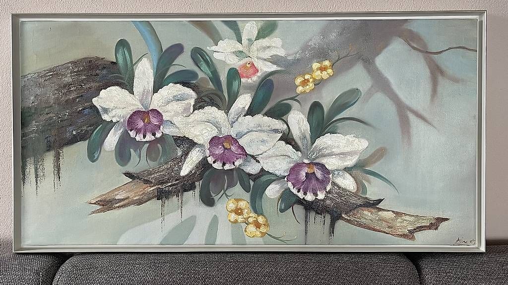 Foto & Immagini: Orchideenbild Öl auf Leinwand gerahmt  – Usato da Buchs ZH venduto da wunderwelt74