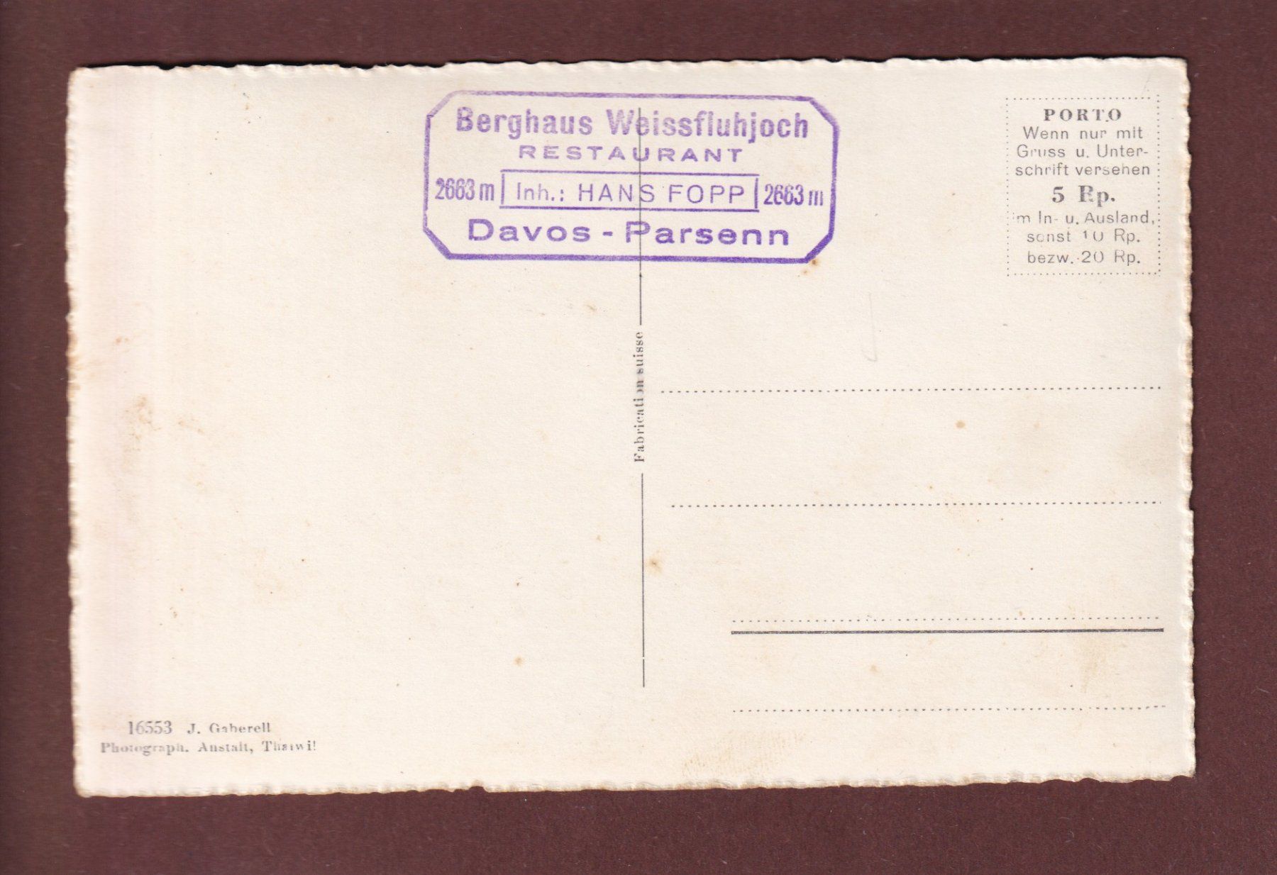 Cartes postales: Davos - WEISSFLUHGIPFEL – D'occasion à Pully par nicecards 1