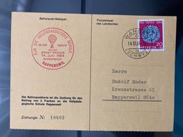 Schweiz 1964 Ballonpost Heilpädagogische Schule Rapperswil