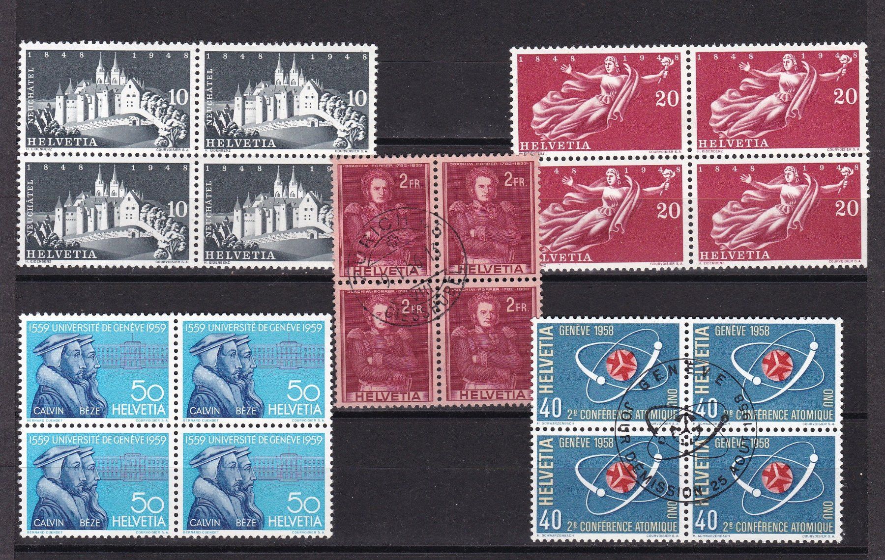 Alle Briefmarken: 26 Stk.CH Viererblocks ab Altschweiz – Gebraucht aus Münchwilen AG von Nesar 4