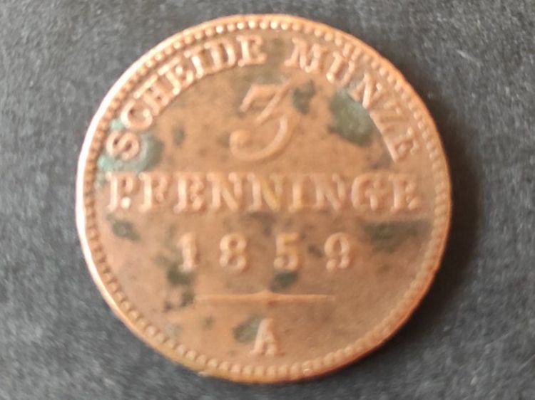 Alle Münzen: 3 pfenninge Prusse 1859 – Gebraucht aus Couvet von lulul
