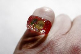 Vintage Space-Age - Ring mit Muschel, Seestern, Seeigel, usw