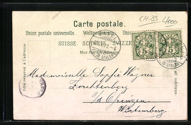 Cartoline postali: Basel, Klein-Basel und Alte Rheinbrücke – Usato da Berlin venduto da bartko-reher 1