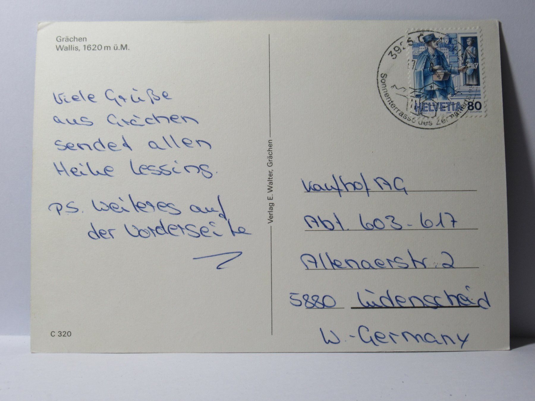 Ansichtskarten: Grächens , Kapelle 1982 – Gebraucht aus Grenchen von Bluemchen1900 2