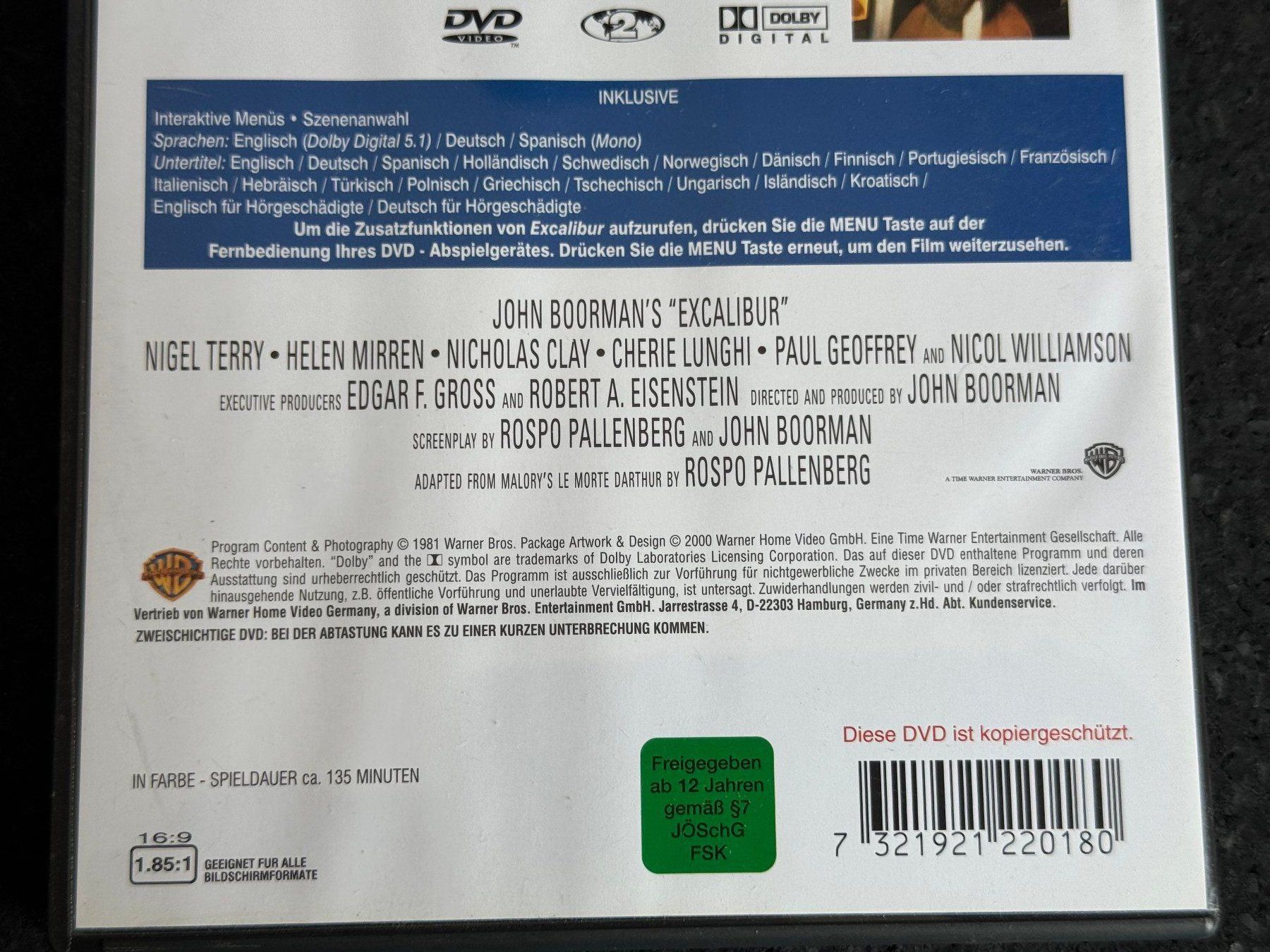 Tutti i DVDs: EXCALIBUR DVD EN/DE/SP – Usato da Fribourg venduto da tschjoly 3