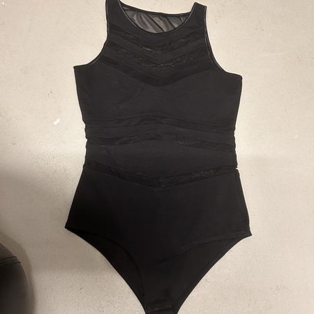 Body Suit Mesh Detail Black Size M