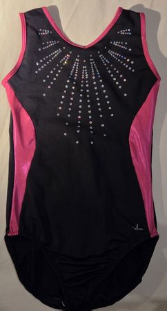 Gymnastikanzug Mädchen Leotard, Black and Pink, Gr. 8