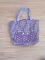 STOFFTASCHE MIT BLUMENMUSTER, VIOLETTE/ HANDMADE