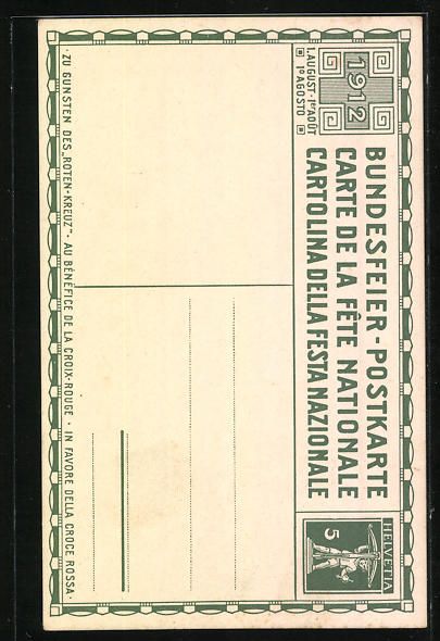 Ansichtskarten: Schweizer Bundesfeier 1912, Mann schwenk – Gebraucht aus Berlin von bartko-reher 1