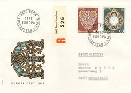 FDC Schweiz 1976 - Europa CEPT - Einschreiben mit Prägung