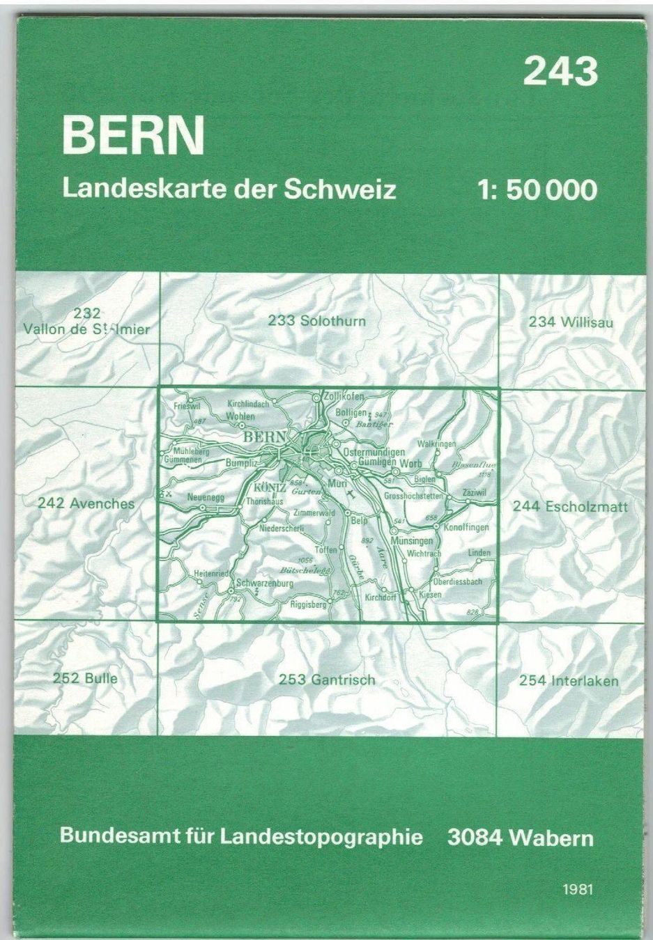 Cartes géographiques & atlas: Landkarte Bern 1981 – D'occasion à Zürich par tol_b7c7