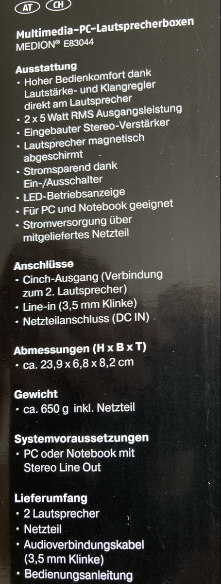 Lautsprecher: MEDION E83044 Multimedia Lautsprecher PC schwarz – Neu und originalverpackt aus Effingen von Fylarama 1