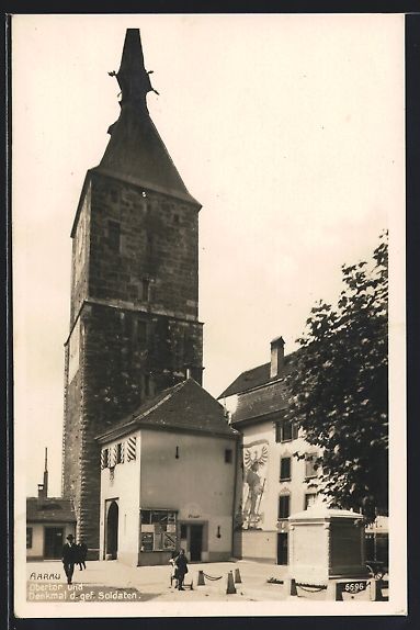 Cartoline postali: Aarau, Obertor und Denkmal der gefallene – Usato da Berlin venduto da bartko-reher