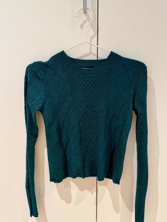Dunkelgrüner Pullover mit Glitzerfaden von Tally Weijl
