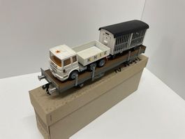 Tinplate 0 Güterwagen mit Kine LKW und Wagen, Bespielt