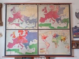 Alte Landkarte Die Ausbreitung des Chistentums  L 206 H 163