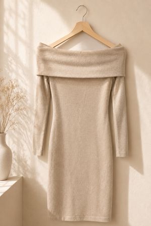 Guess Strickkleid, schulterfrei, Beige, Gr. XS