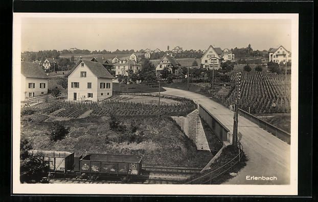 Cartoline postali: AK Erlenbach /ZH, Häuser und Eisenbahn – Usato da Berlin venduto da bartko-reher