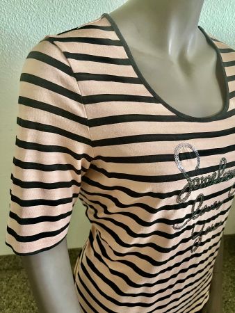 Halbarm T-Shirt "TAIFUN" gestreift, Gr. M/L, schwarz/rosé