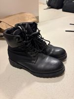 Robuste Leder-Boots Schwarz – Wetterfeste Stiefel / Schnürsc