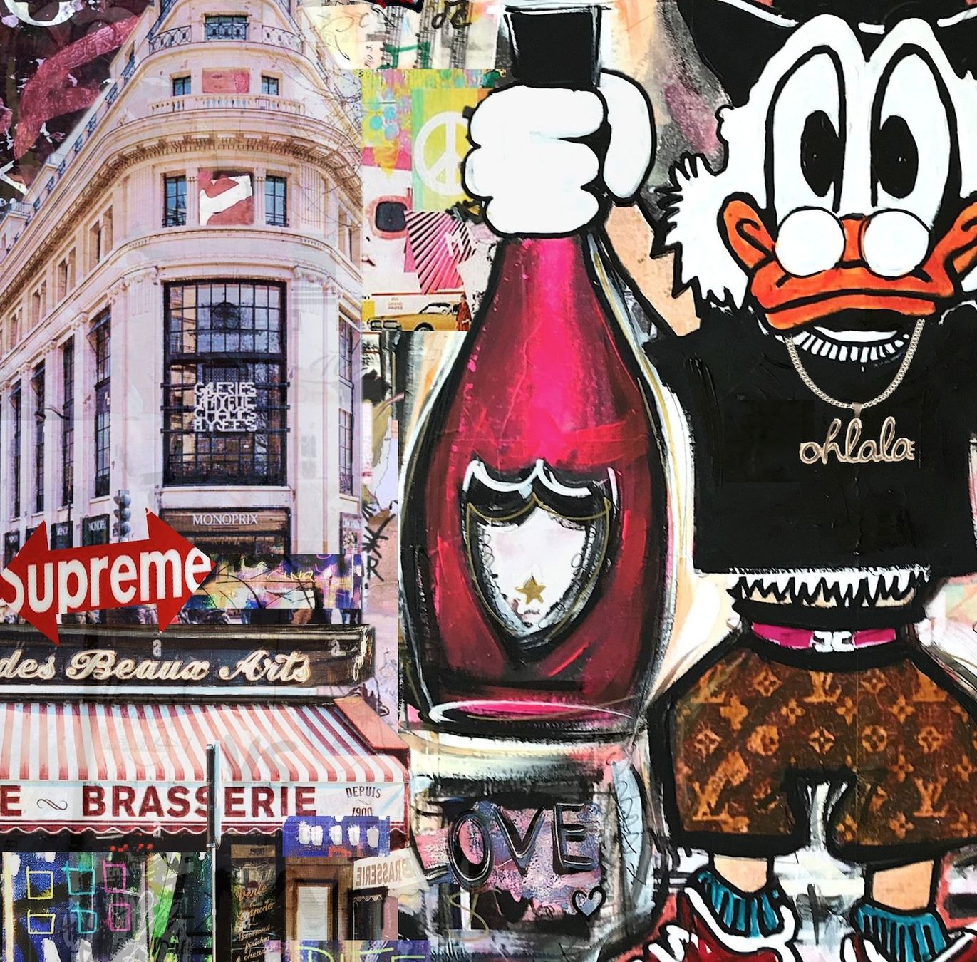 Foto & Immagini: Pop Art Kunst Dagobert Duck Paris Champagner Bild Eiffel – Nuovo (secondo la descrizione) da St. Niklausen LU venduto da Stefan_Bammert_Art 2