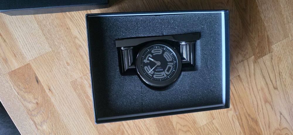 Pendule de table Swiza 1904 noir design avec coffret (Neu (gemäss ...