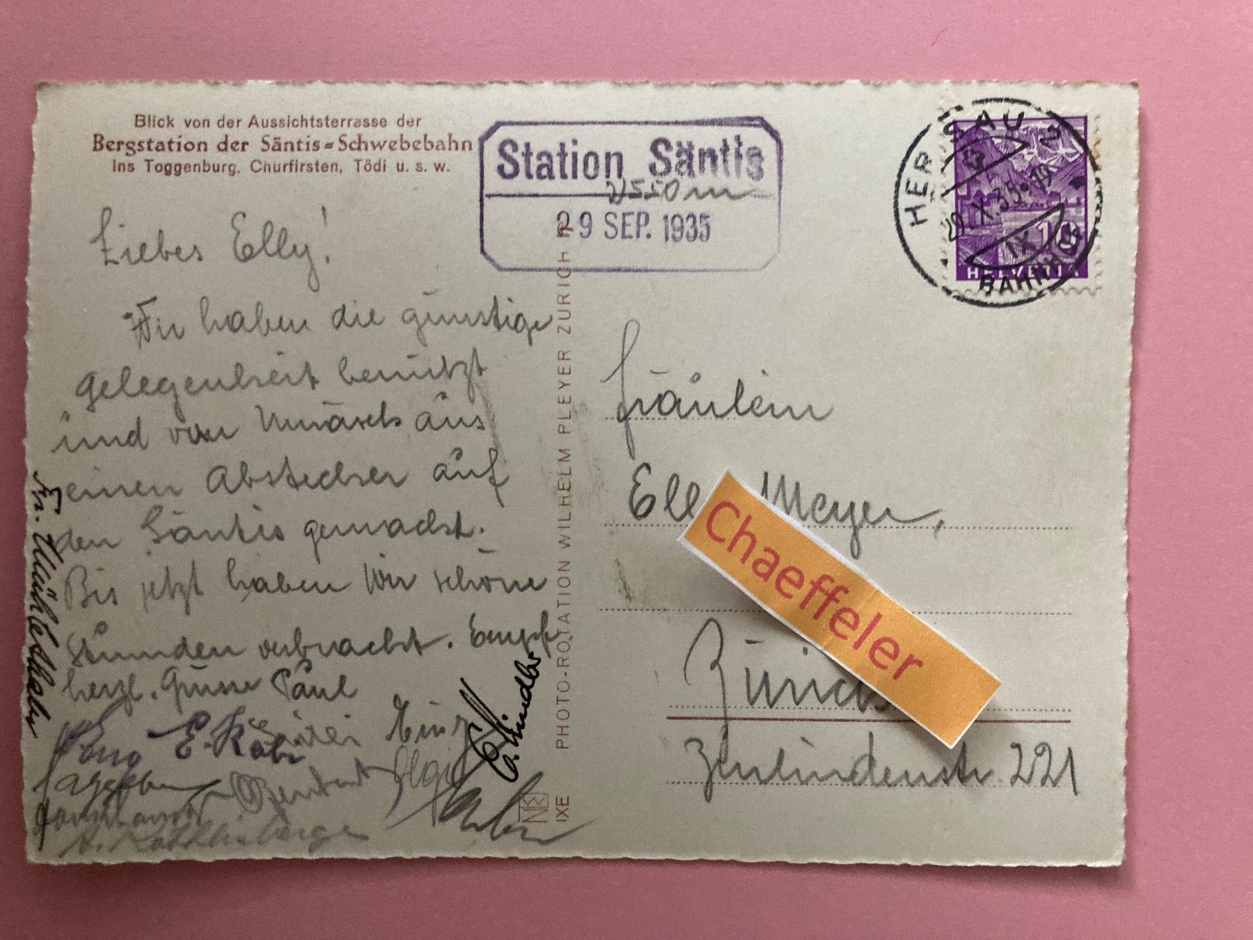 Cartes postales: 1935 Bergstation der Säntis - Schwebebahn – D'occasion à Zürich par Chaeffeler 1