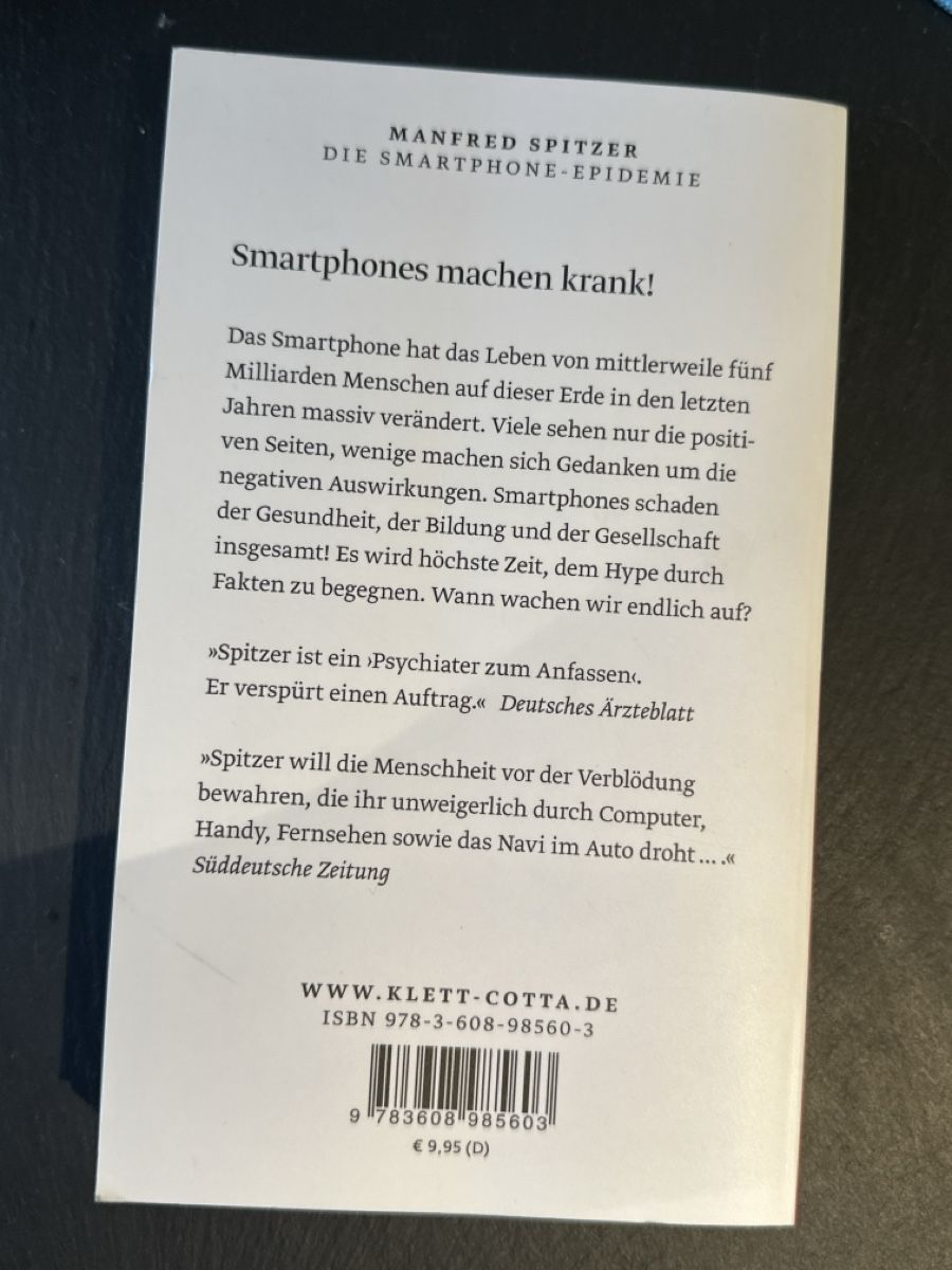 Libri: Die Smartphone-Epidemie (Manfred Spitzer) – Nuovo (secondo la descrizione) da Präz venduto da 9gi_f8xm 1
