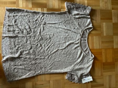 Damen T-Shirt Italy Moda beige mit Stickerei