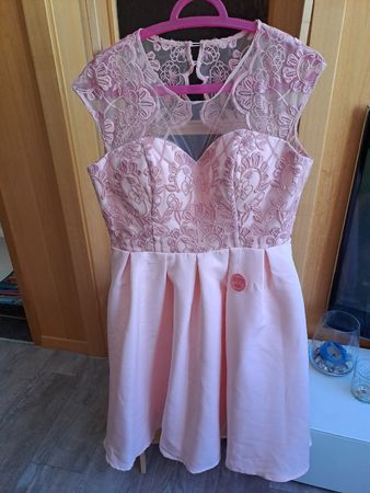 Kleid Rosa Gr 42 Spitze neu Chi Chi London