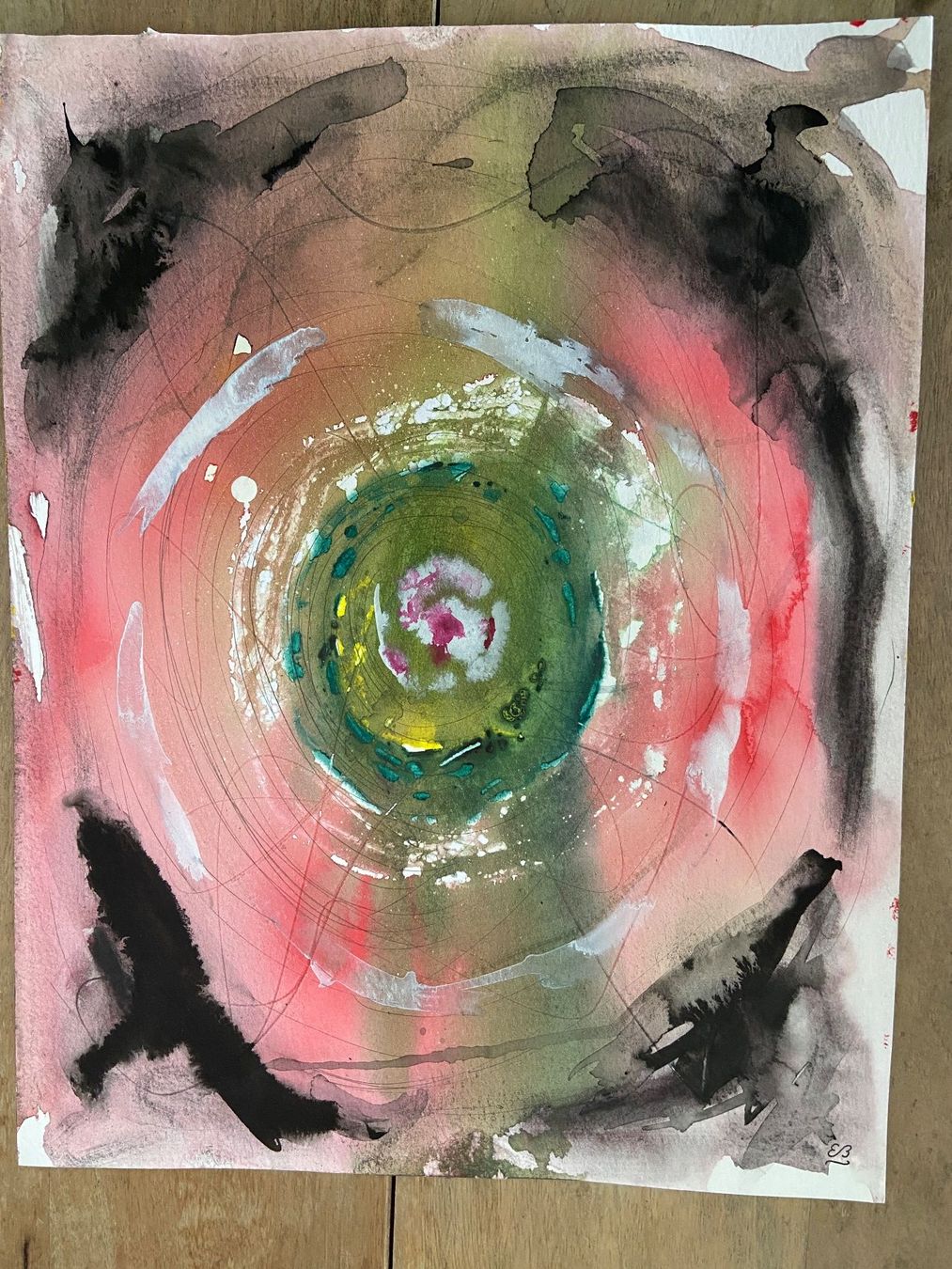 Dipinti: Falling cross Gemälde Tusche Acryl  abstrakt – Usato da Luzern venduto da waterfront1