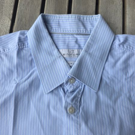 🐸 EINHORN HERRENHEMD 42 BLAU WEISS GESTREIFT HEMD WIE NEU