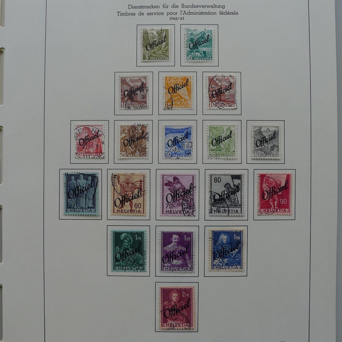 Alle Briefmarken: DII Nr. 46-64 gestempelt, SBK: 80.- – Gebraucht aus Sursee von Luzernerraute