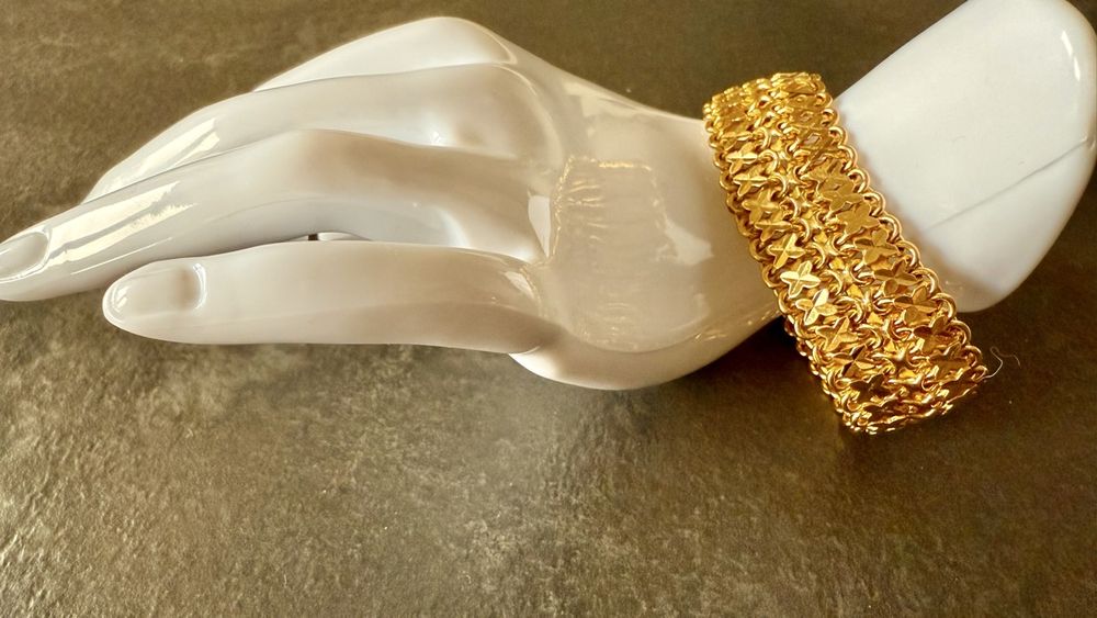 Bracelet Gourmette Ancien – Chaîne Tank Maille Plaqué Or 18k – Style Art Nouveau 18cm