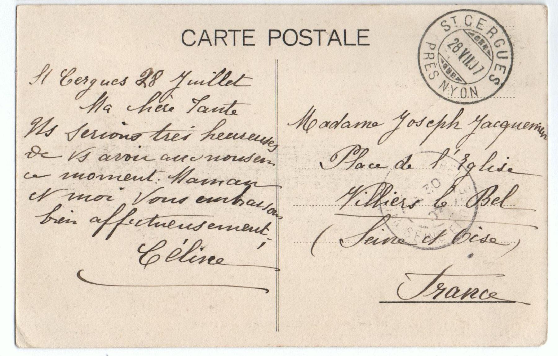 Cartoline postali: ST-CERGUE et le Mont-Blanc – Usato da Jona venduto da philajona 1