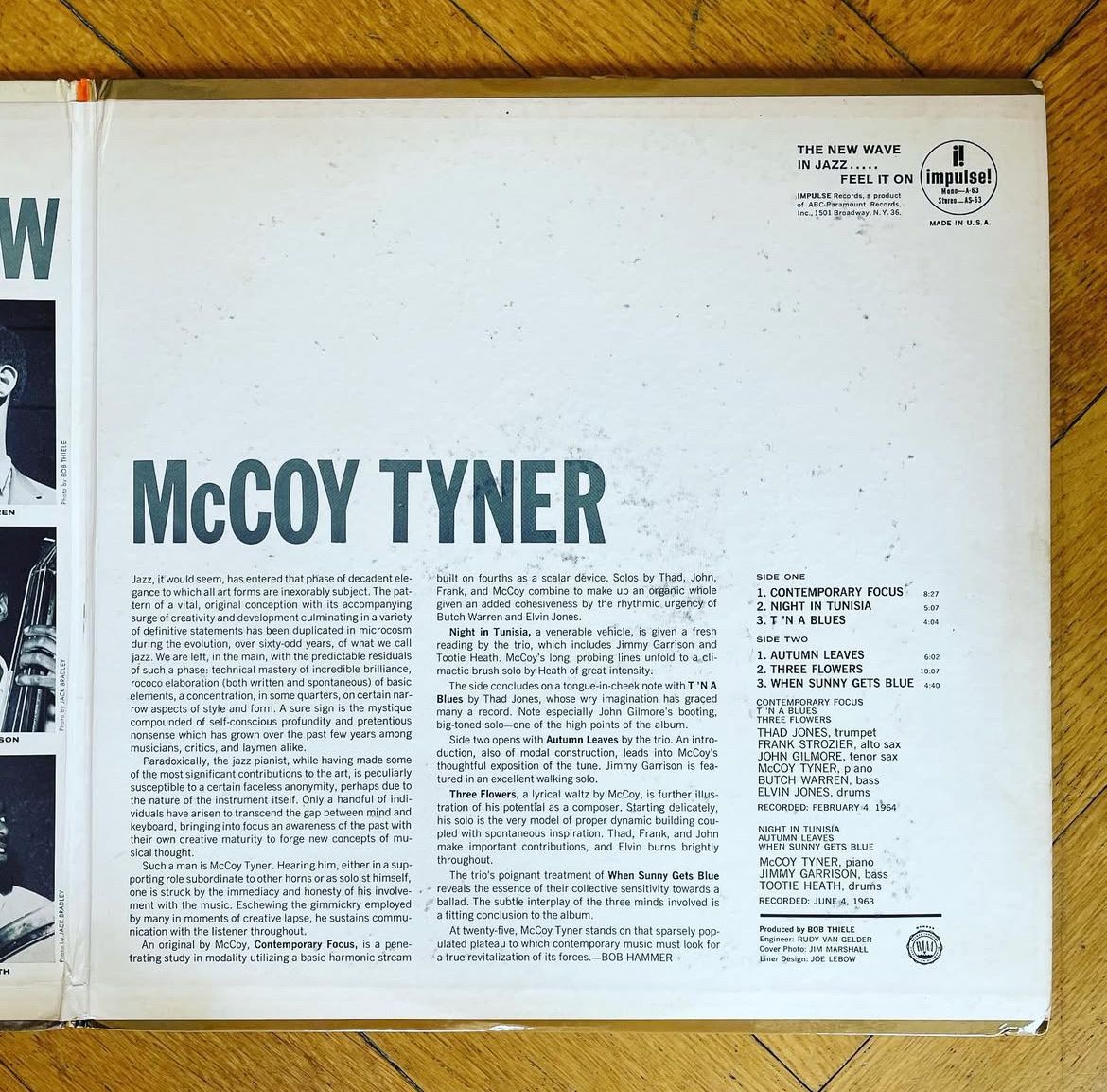 Vinyles: Today And Tomorrow McCoy Tyner 1964 – US – D'occasion à Basel par porkpierecords 3