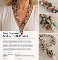 Long Gemstone Necklace, Multi-Stone, 96 cm, New Condition