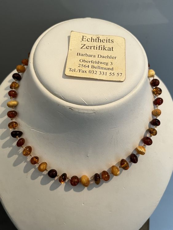 Collier Ancien En Ambre - Bijou Vintage - Pierre Naturelle - Occasion Authentique