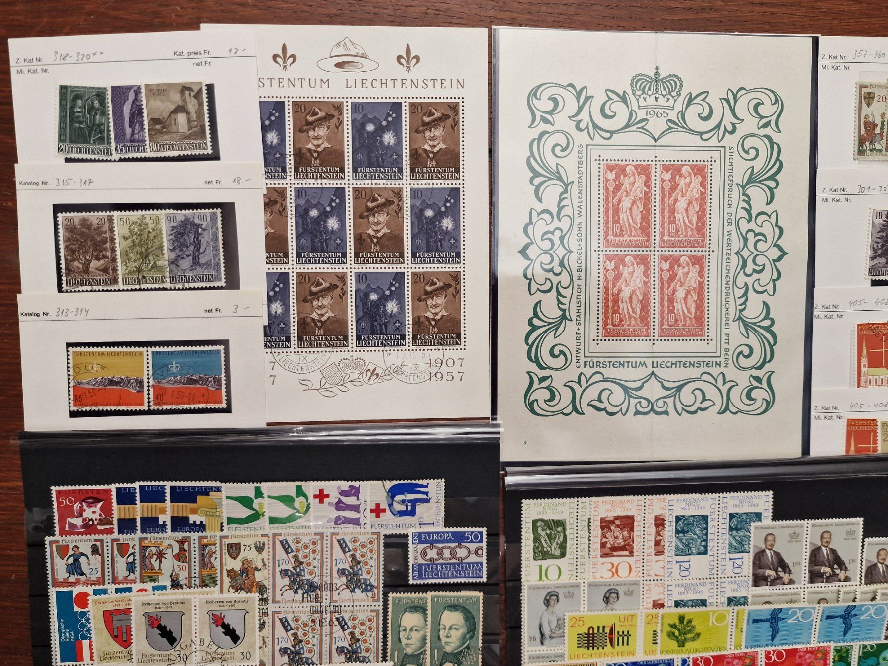 Tutti i francobolli: MEGA LOT FL 357-477 ** & o / einzel & 4-er Blocks + – Usato da Aesch LU venduto da briefmarken.uray 1