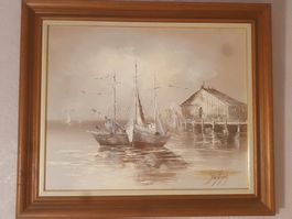 Gemälde mit maritimen Motiv, inklusive Rahmen, 64x54cm
