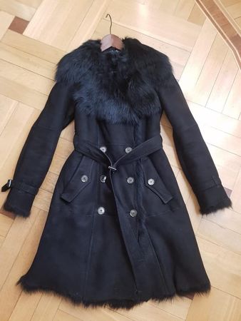 Burberry London Leather Shearling Trench Coat EU 36 Luxus
