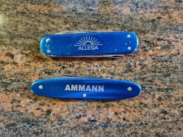 2 Alox Vintage Taschenmesser Allega & Ammann, Blau, Top!