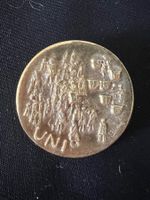 Medaille :  U N I  von Rolf Brem  vergoldet