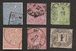 6 Marken Norddeutscher P0stbezirk Deutschland