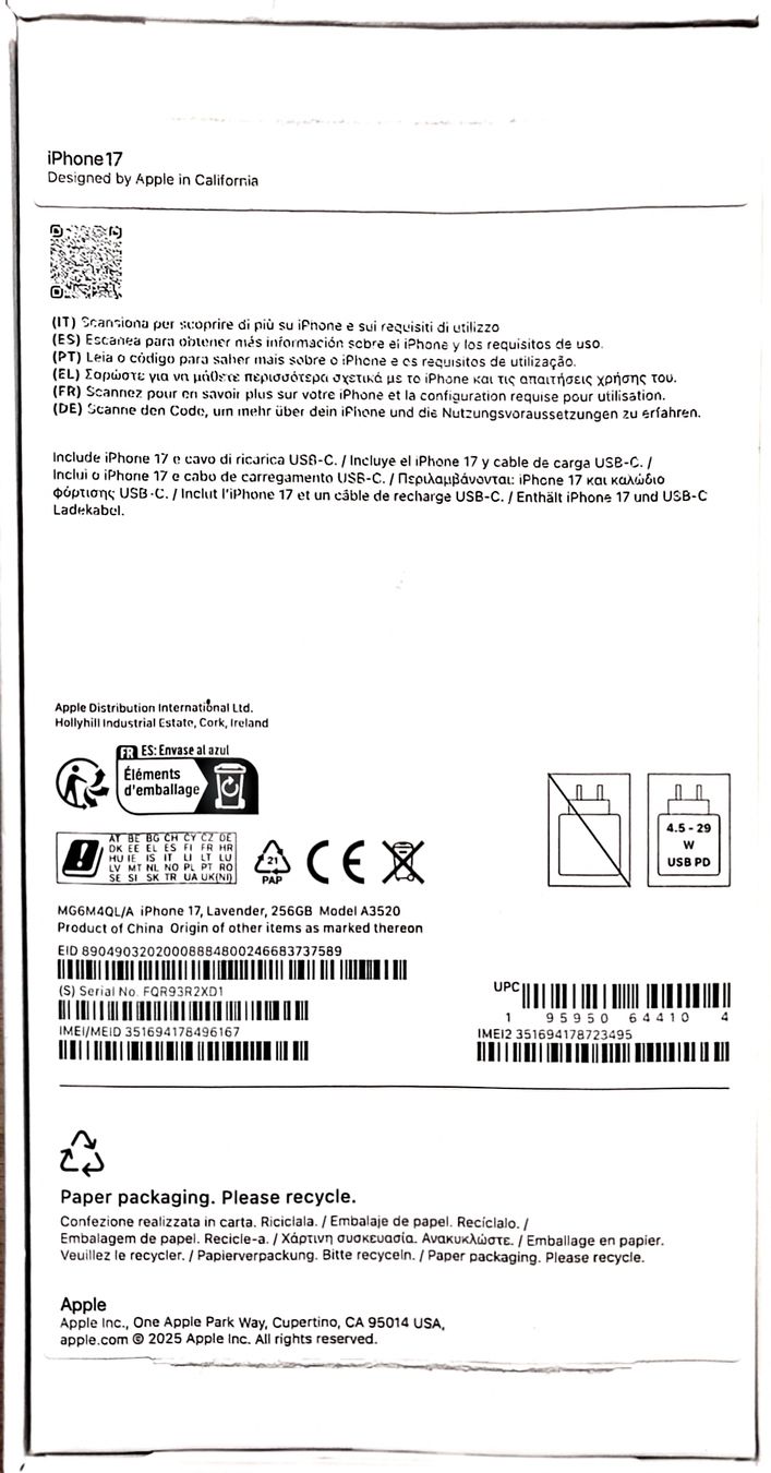 Apple Handys / Smartphones: iPhone 17, Lavendel, 256GB – Neu und originalverpackt aus Arbon von eric20 3