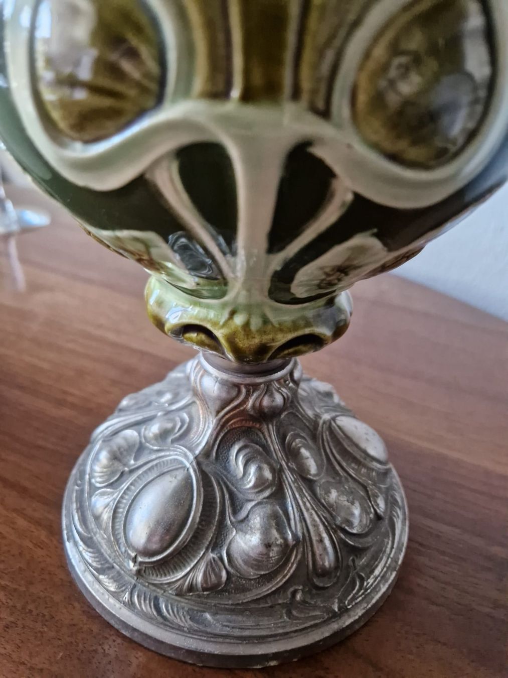 Lampade: Petroleumlampe Jugendstil Keramik Glas – Usato da Bern venduto da aronari 9