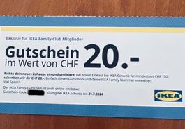 Bon 20.- réduction IKEA Online dès 150.- achat Gutscheincode
