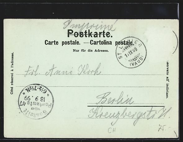 Ansichtskarten: Mondschein-Lithographie Vevey, Stadtansi – Gebraucht aus Berlin von bartko-reher 1