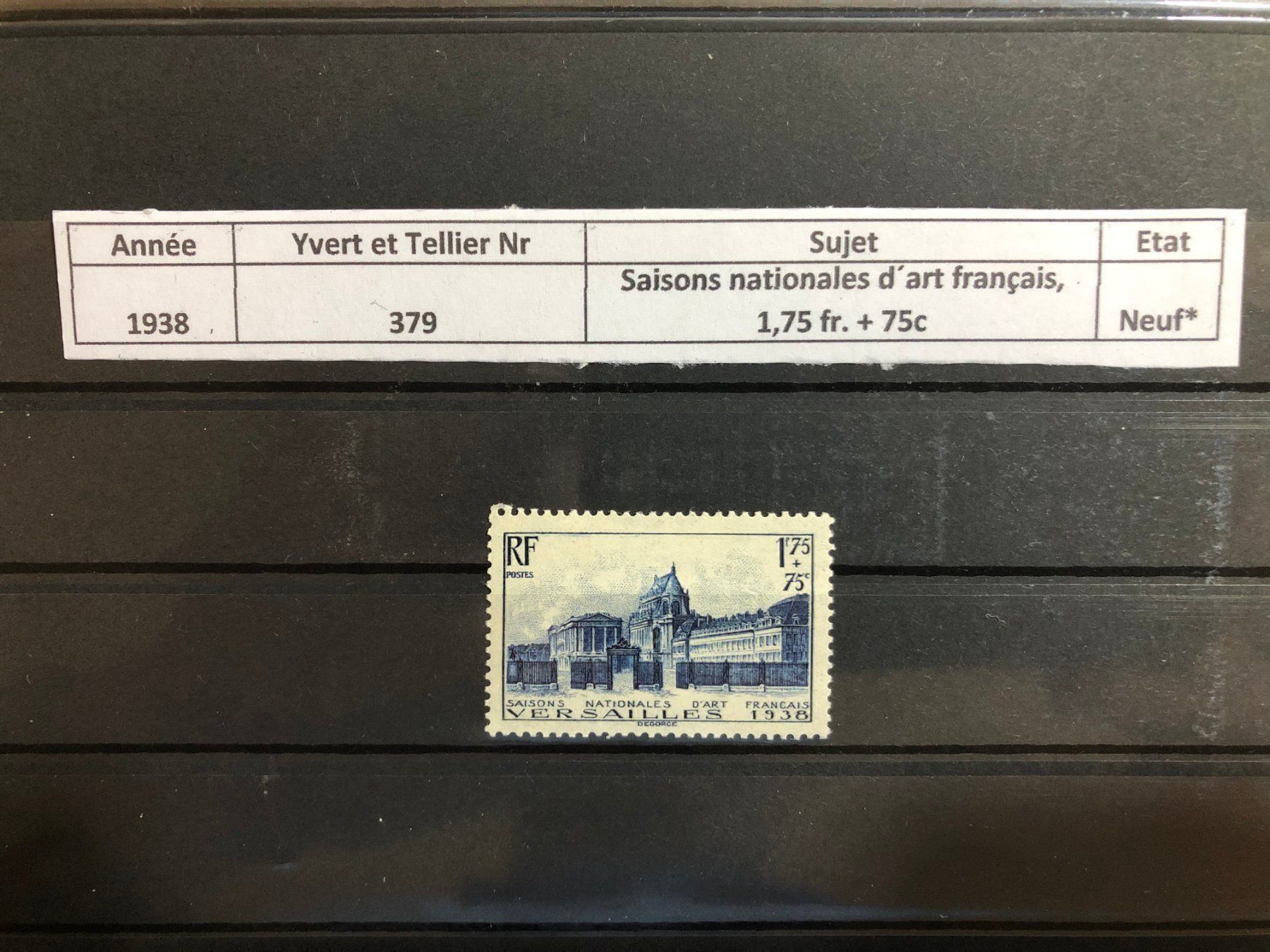 Tutti i francobolli: Versailles Neuf 1938* – Nuovo e nell'imballaggio originale da Lausanne venduto da ffhoud